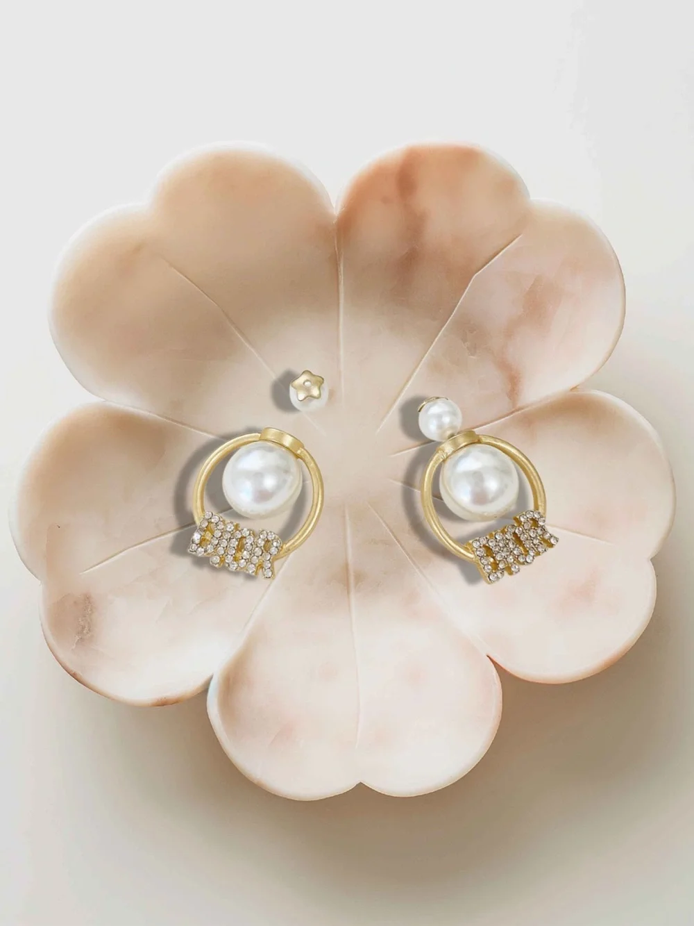 D1OR fashion Gold Pearl & Crystal Hoop Earrings - Womens Jewelry